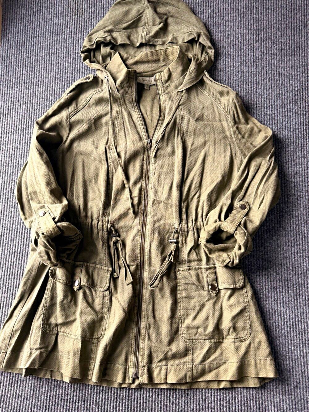 Torrid Women’s Plus 2 Green Hooded Zip Anorak Jacket Mid-Length Pockets